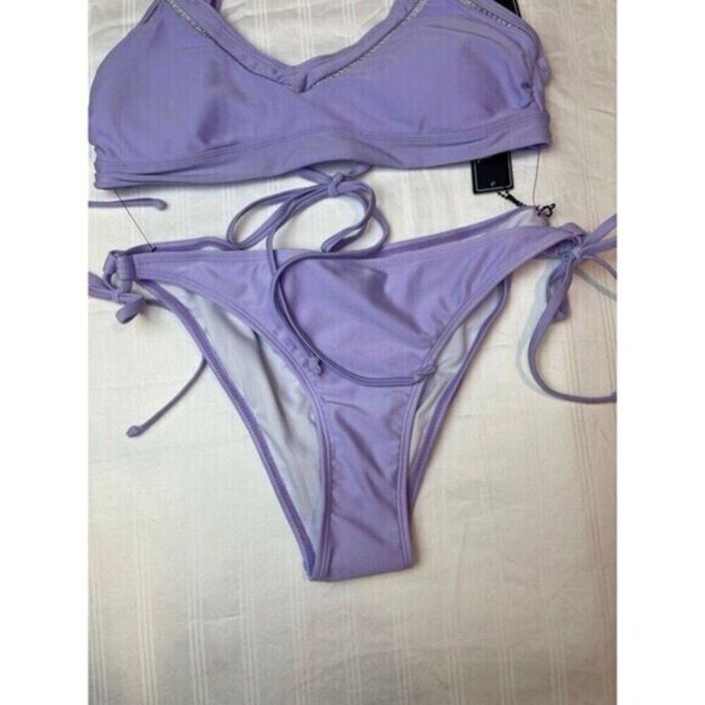 Go coco Lavender Cheeky Crochet Detailing 2 Piece Bikini Size M - Picture 5 of 7
